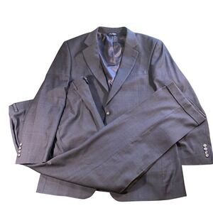 Jos A Bank‎ L42 Mens Gray Plaid Two Piece 100% Wool Suit Blazer & Pants